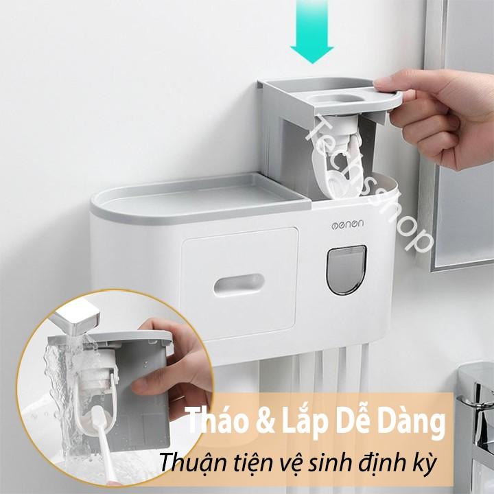 Kệ Nhà Tắm Nhả Kem Đựng Bàn Chải Đánh Răng Oenon Dán Tường Kèm Theo Cốc - Loại 2 cốc và 3 Cốc