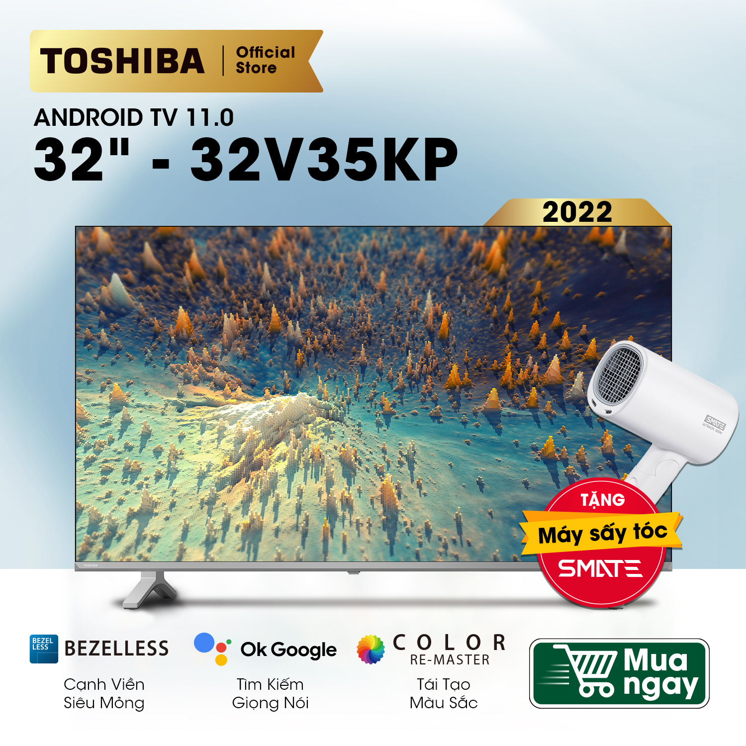 SMART TV TOSHIBA 32 inch (32V35KP) HD - Hàng Chính Hãng