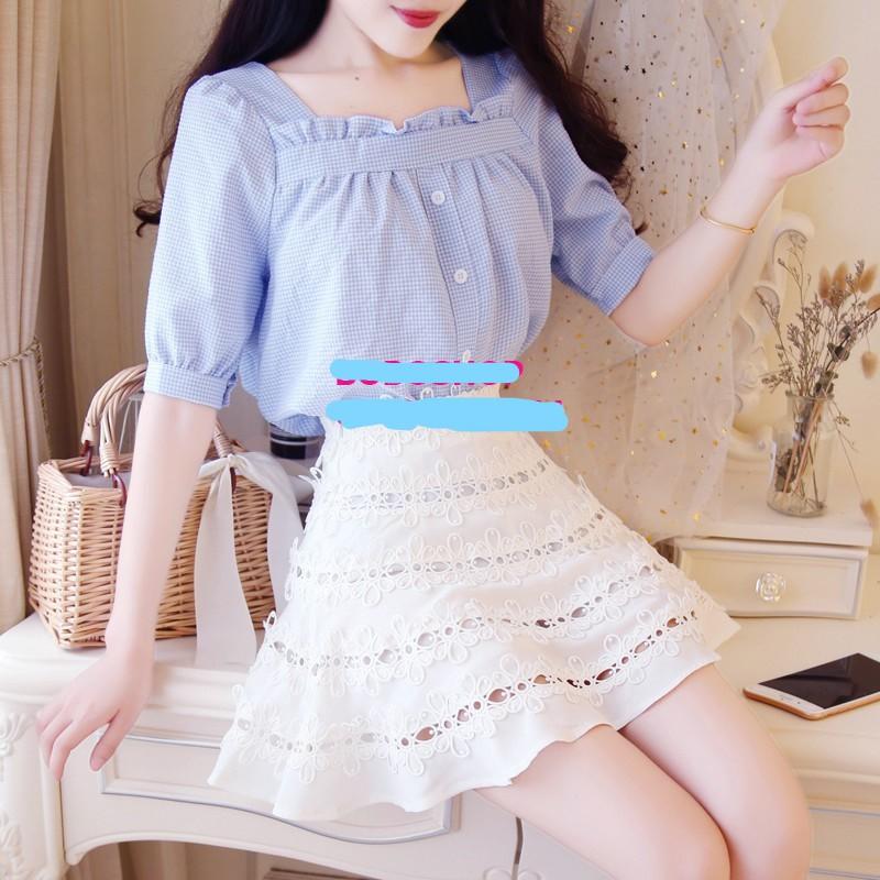 ÁO CỔ VUÔNG SỌC CARO XINH XẮN