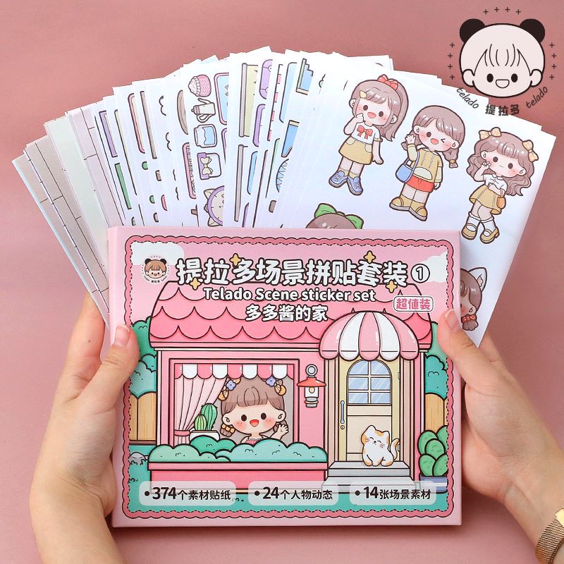 Set Sticker Trang Trí Sổ Tay Hình Cô Gái Hoạt Hình Dễ Thương