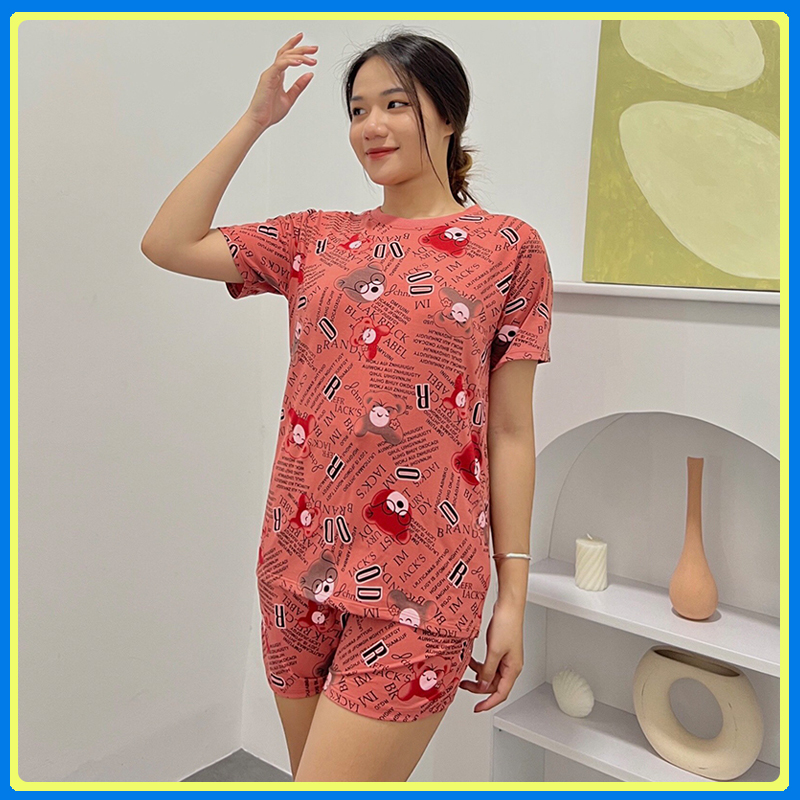 Đồ bộ mặc nhà quần đùi DN2 - Đồ bộ cotton quần đùi mặc nhà - Bộ đồ nữ mặc nhà