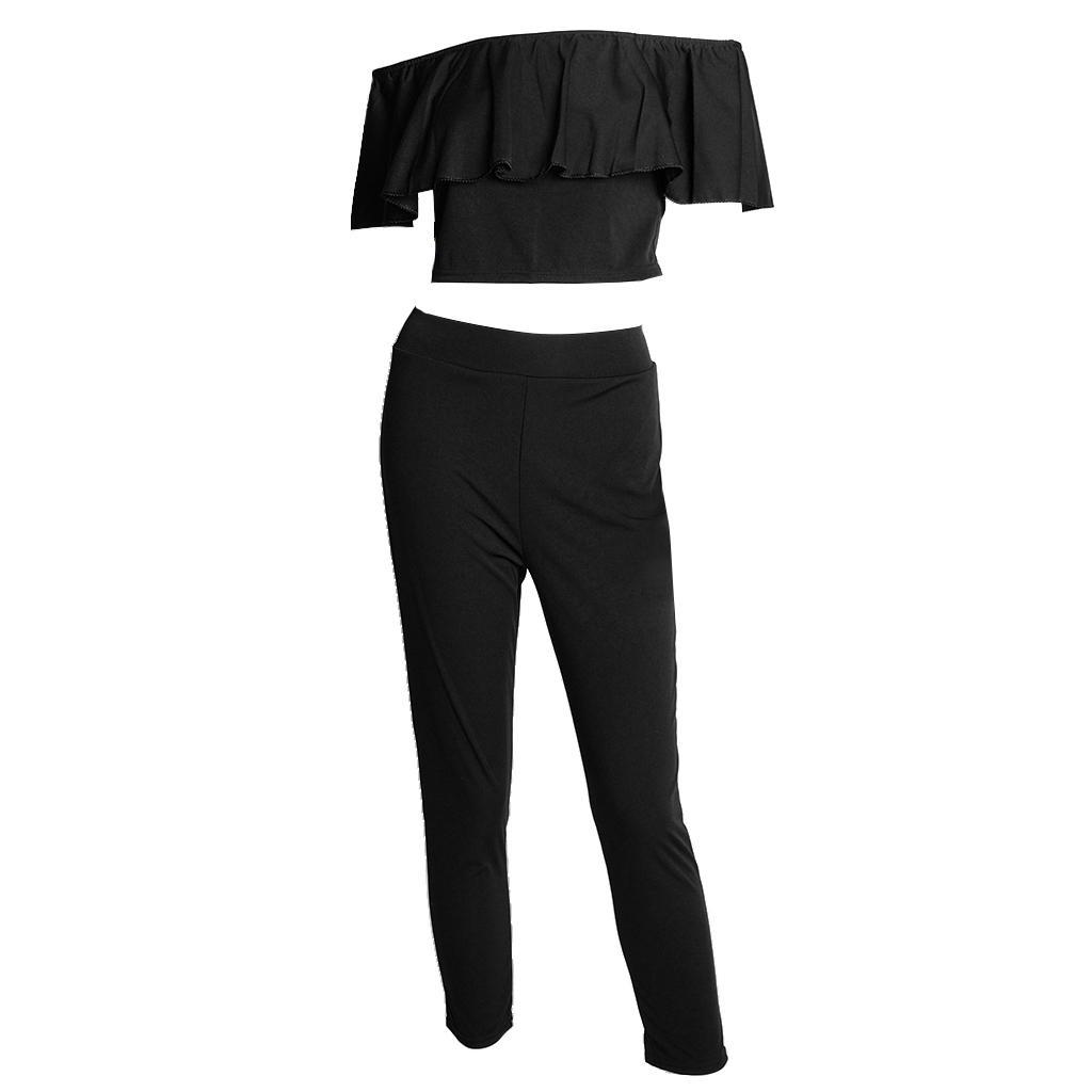 Women Summer Short Sleeve Blouse Boat Neck Shirt Tops+Pant Set Beach Dress