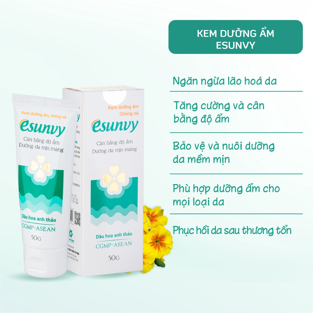 Kem Dưỡng Ẩm, Chống Nẻ Esunvy Tăng Cường Độ Ẩm, Làm Mềm Da An Toàn Dịu Nhẹ