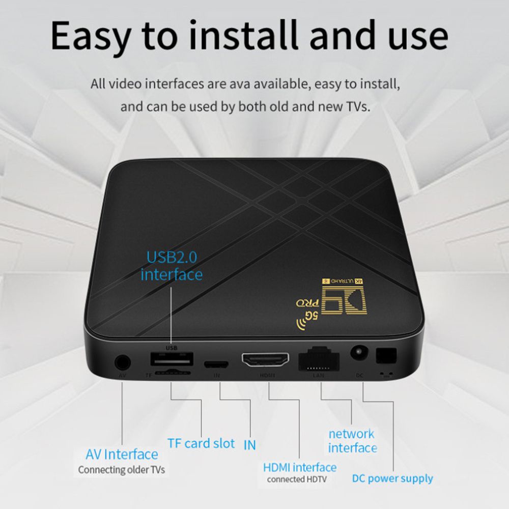 Đầu Box D9 Pro UHD 4K 8GB+128GB Amlogic S905L2, hỗ trợ HDR, kết nối bluetooth 4.1, Wifi băng tần kép 2.4G/5.8G