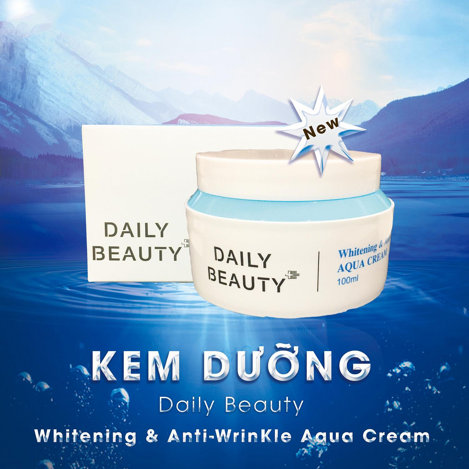 Kem dưỡng Daily Beauty Intensive Anti-WrinKle Aqua Cream R&amp;B Việt Nam xuất xứ LB Hàn Quốc, chiết xuất 100% tự nhiên, cấp ẩm, xóa nhăn, dưỡng trắng, 100ml