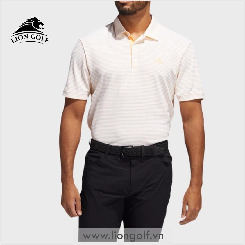 Áo thun Polo Adidas kẻ sọc Adipure Essential màu hồng nhạt FL8837