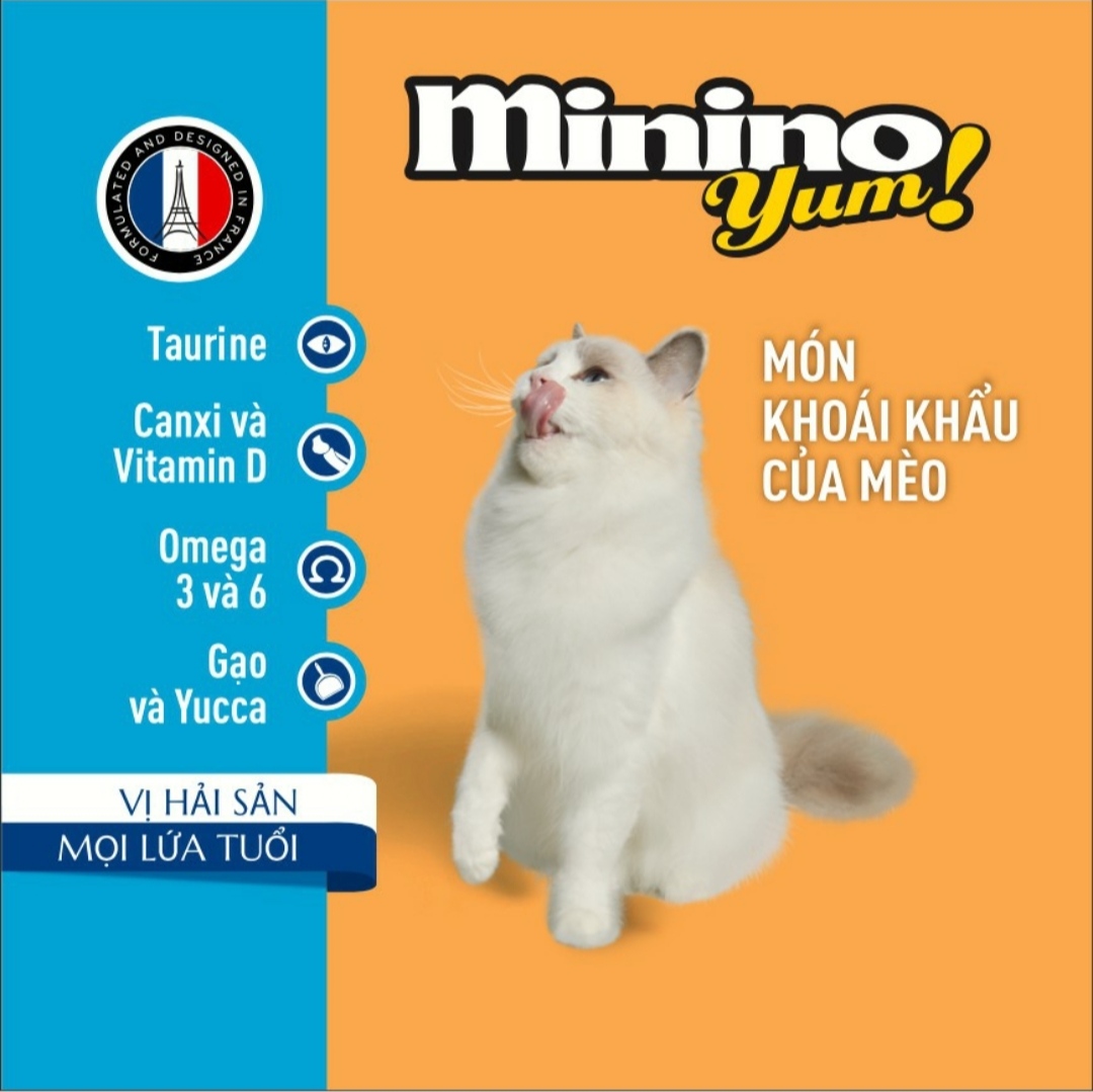 Combo 2 gói Thức ăn cho mèo Minino Yum 1,5kg/gói