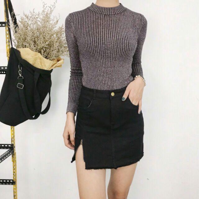 Chân váy bò ngắn