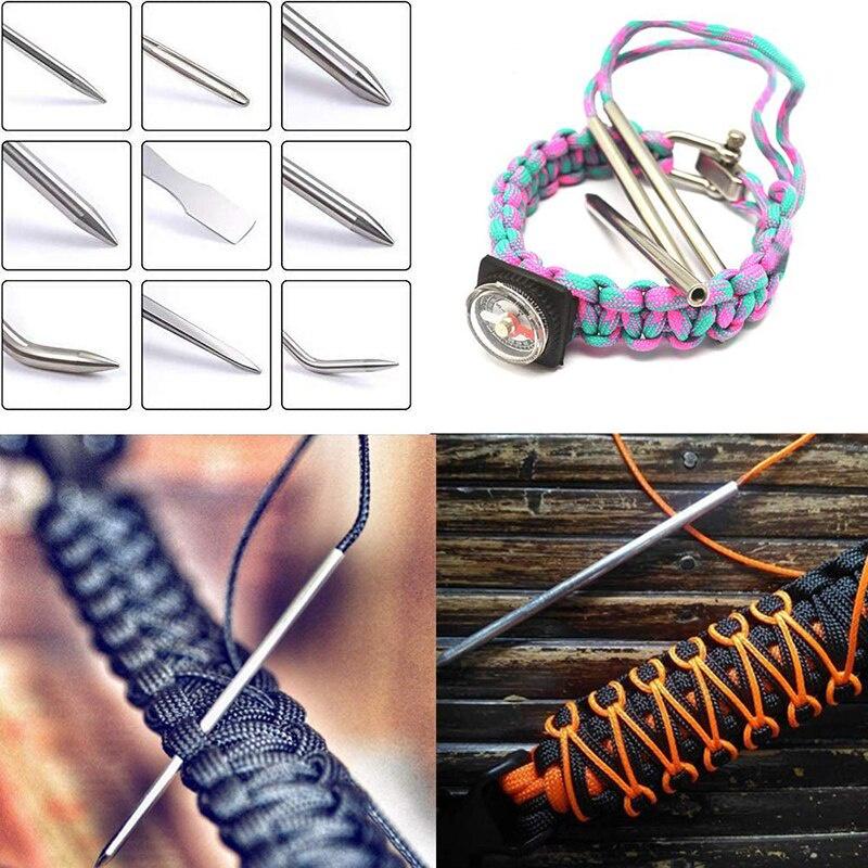 9 Pack Paracord Silvery Stitching Set Paracord FID Lacing Stitching Needles Paracord Smoothing Tool 6 Sizes