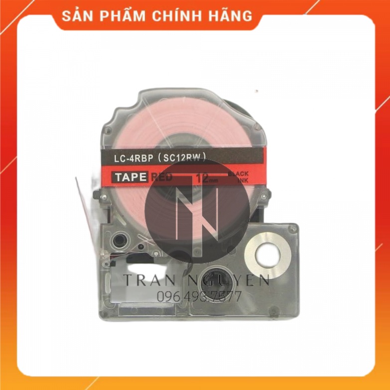 Nhãn in Tepra SC12RW - Chữ đen nền đỏ 12mm x 8m - Hàng nhập khẩu