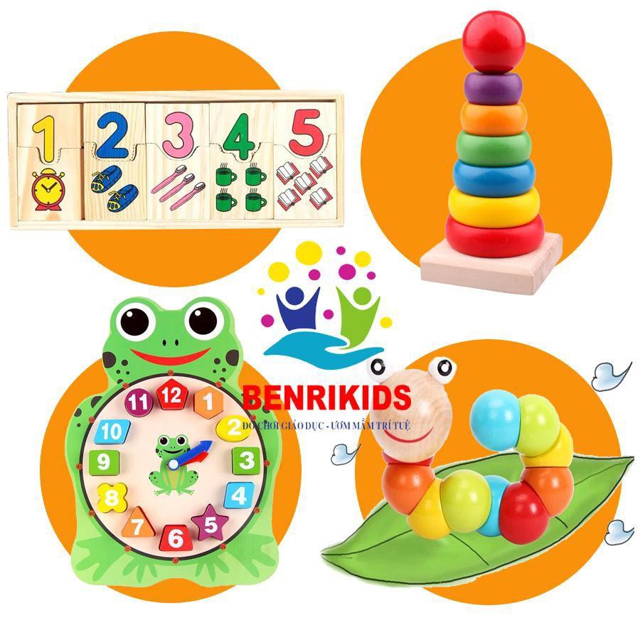 Set 4 Đồ Chơi Gỗ Phát Triển Tư Duy Cho Bé Như Hình