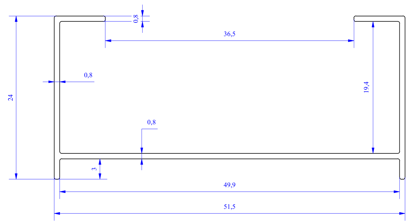 Nhôm định hình 25x50 (LWA-255000) - Miễn phí cắt theo kích thước yêu cầu (Giá đã bao gồm VAT)