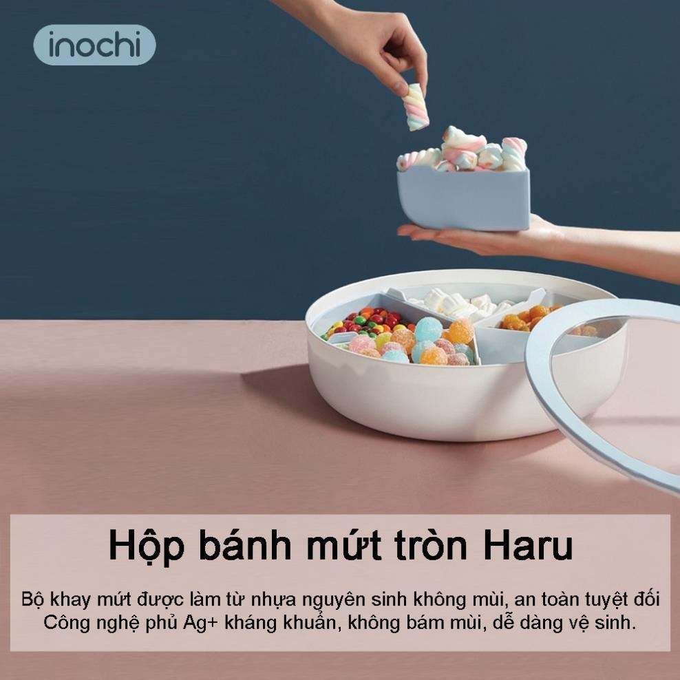 Hộp mứt tết Haru inochi cao cấp khay mứt hoa 5 cánh , tròn vuông