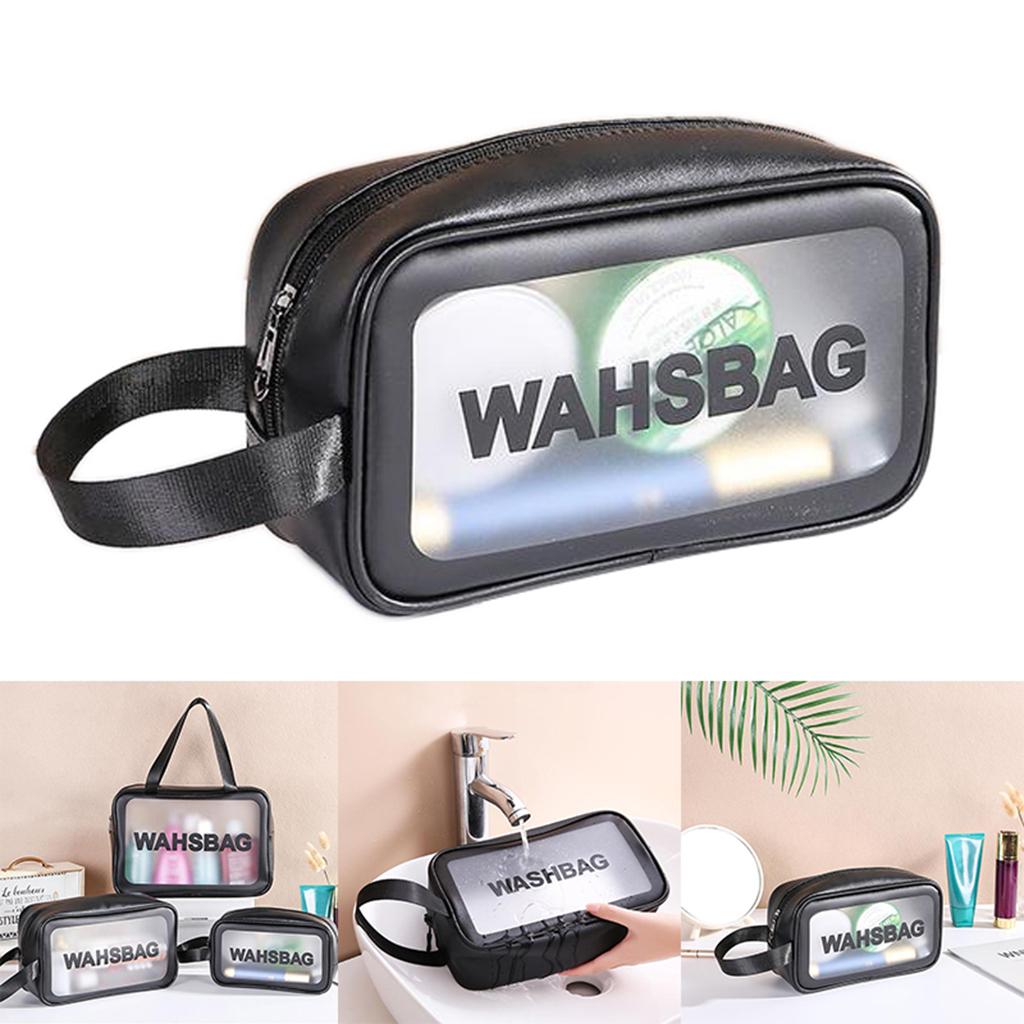 Waterproof Travel Bag Transparent Makeup Toiletry Clear Wash Pouch Black S