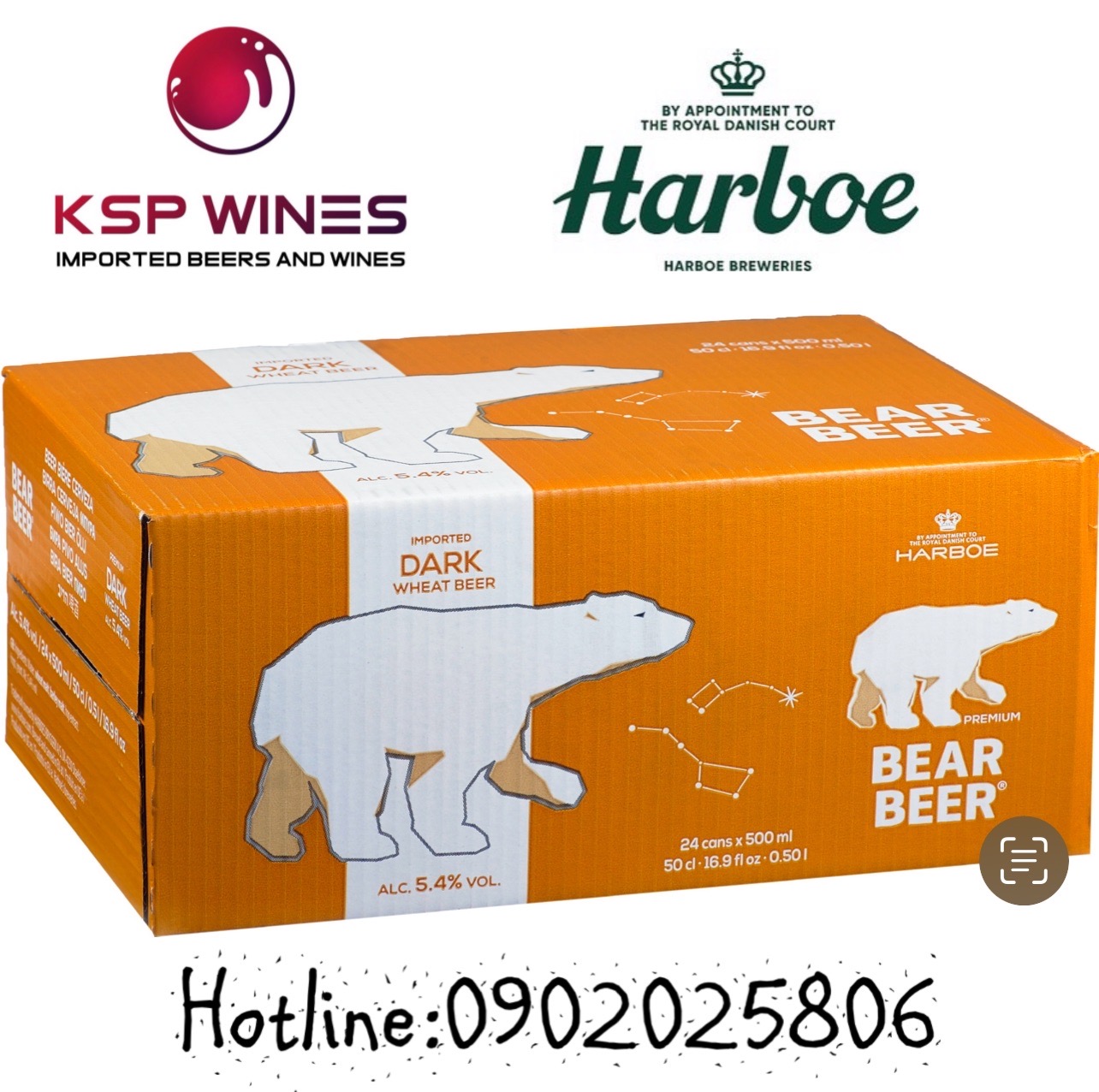 BIA GẤU HARBOE DARK WHEAT 5.4% THÙNG 24 LON 500ml