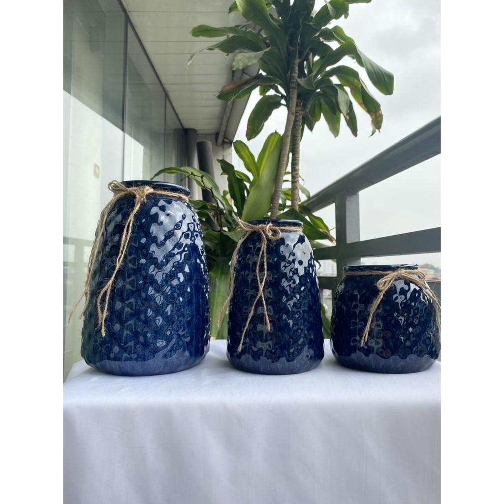 BỘ 3 LỌA HOA BÁT TRÀNG XINH XẮN TRANG TRÍ NHÀ CỬA