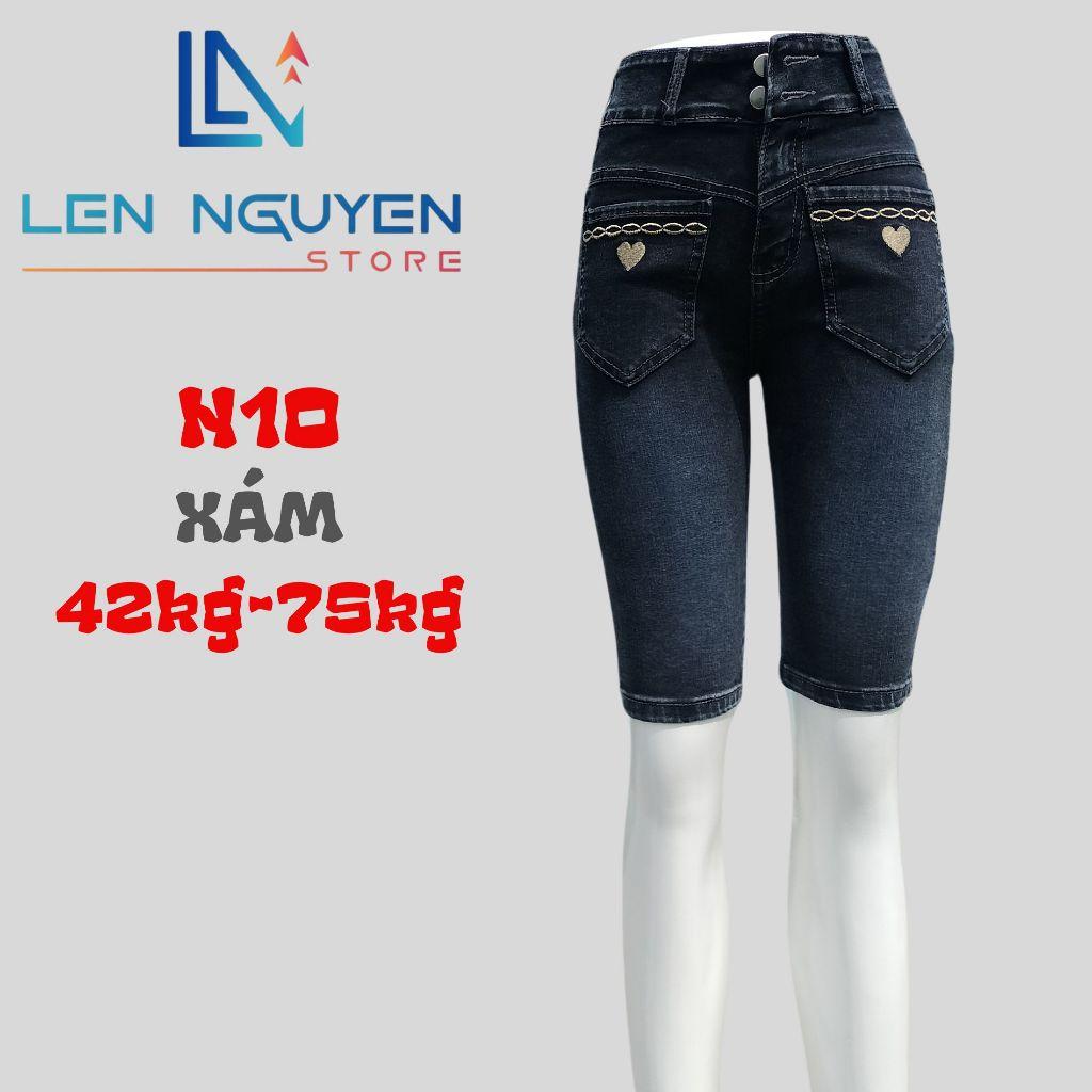 N10_Quần jean nữ, 5 tất, lưng cao, quần bò nữ dáng ôm, quần rin nữ có big size, cho 42kg đến 75kg,LEN NGUYEN STORE - Xám