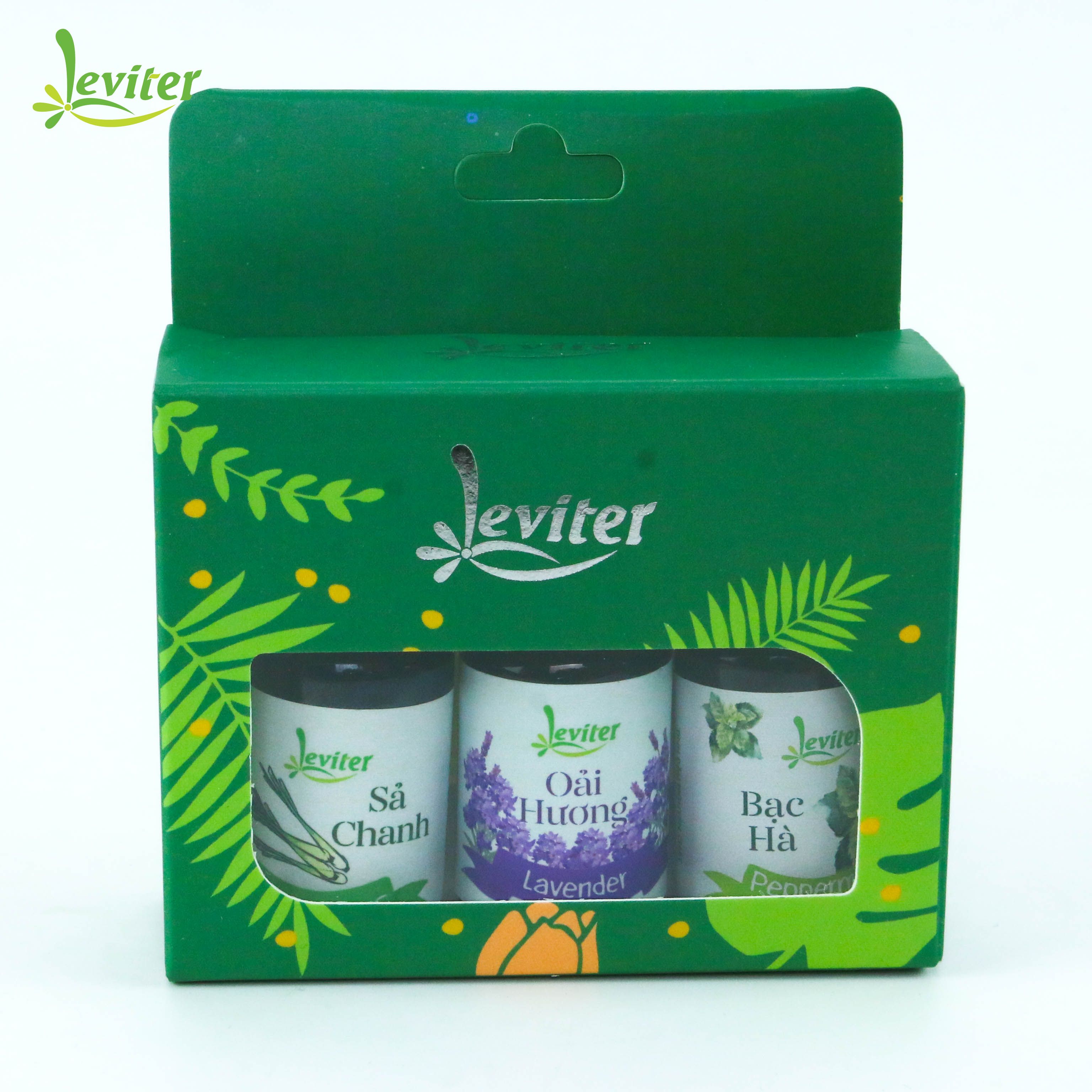 Combo 3 Chai Tinh Dầu Leviter Thư Giãn 10ml Sả chanh, Oải hương, Bạc hà - Relax Essential oil