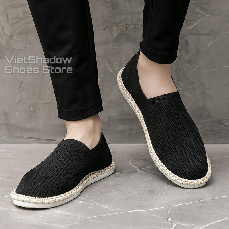 Slip on nam - Giày lười vải nam - Vải dệt kim 3D, 4 màu (đen), (xám), (xanh) và (trắng) - Mã 2931