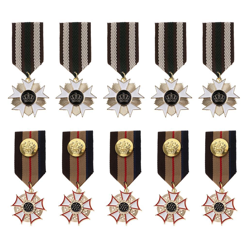 10Pcs Striped Fabric Medal Badge Collar Brooch Uniform Corsage Jewelry