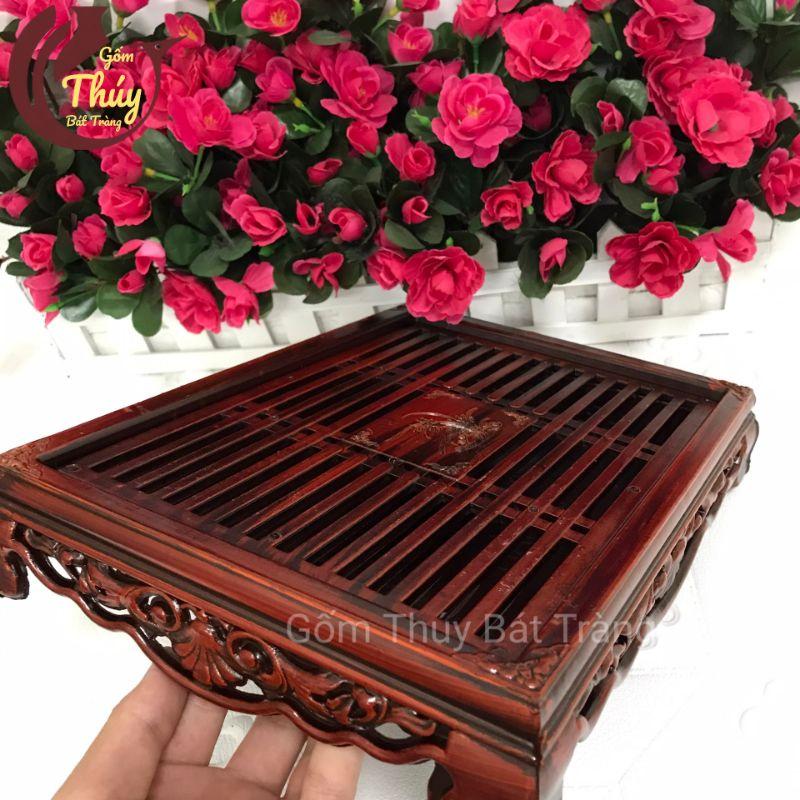 Khay trả giả cổ vân gỗ cao cấp 33x23x5 cm