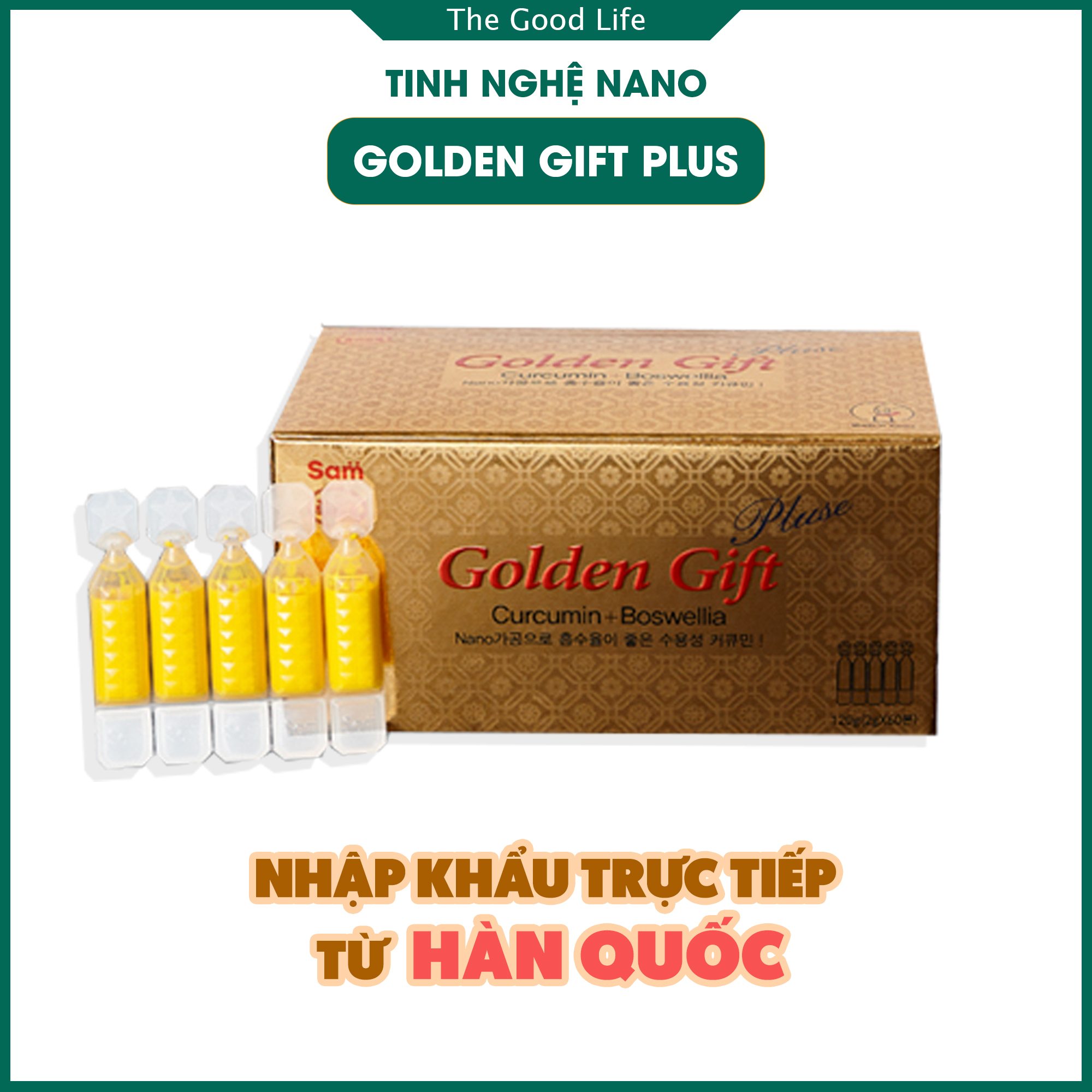 Tinh Nghệ Nano Golden Gift Plus  Hàn Quốc hộp 60 tuýp cho người dạ dày, phụ nữ trước và sau sinh làm đẹp - 2 tháng