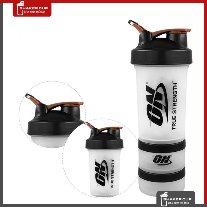 Bình lắc tập gym thể thao Shake bottle ON Gold Standard 3 ngăn