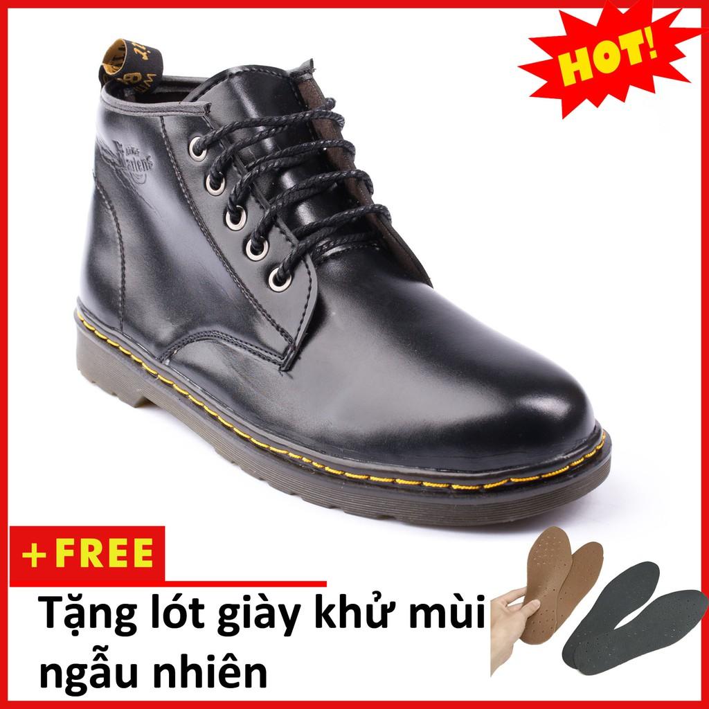 Giày Boot Nam Cổ Lửng Đế Khâu Da Trơn Màu Đen Cực Chất - M354-DEN (L)