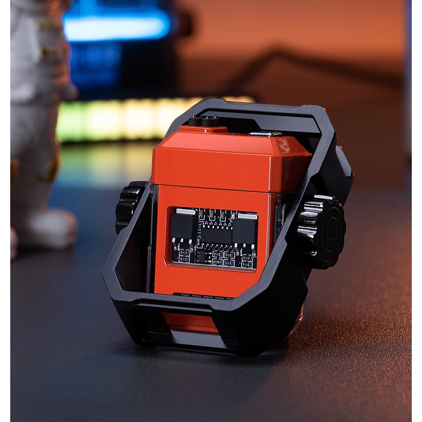 Quẹt sạc điện type C Vinetteam kèm đèn pin plasma 3 chế độ con quay spiner chống nước chống gió hiển thị pin - hàng chính hãng