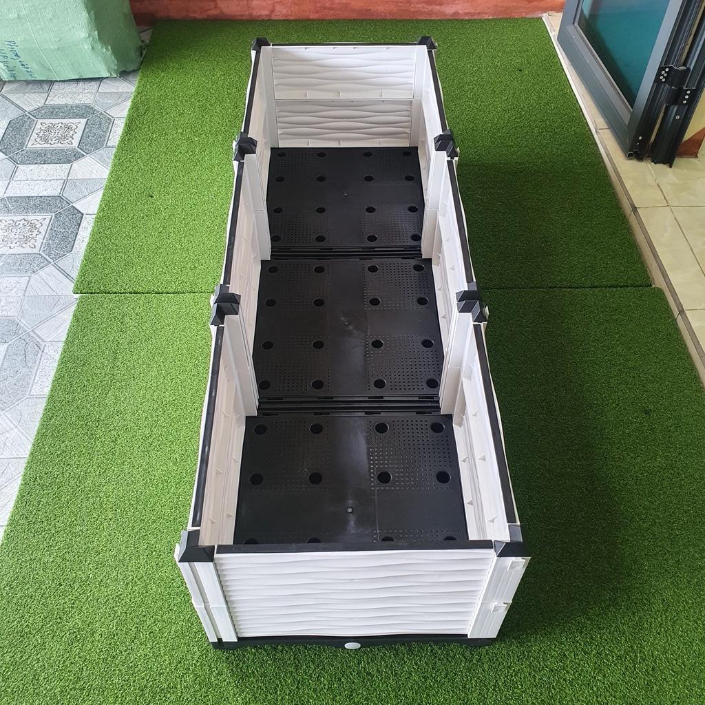 Chậu nhựa lắp ghép.Kích thước 50x150 cao 39 cm.Trồng rau, hoa, cây cảnh.Sang trọng - Thẩm mỹ - Bền hơn 10 năm.Bảo hành 1 năm toàn quốc cơ
