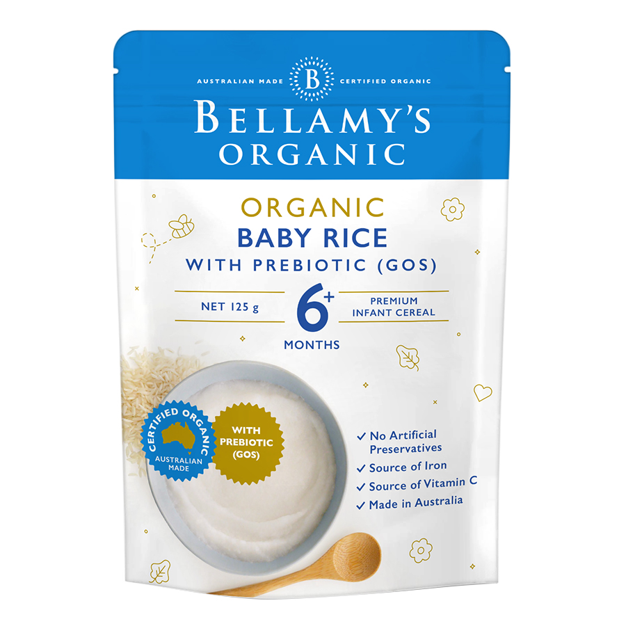 Bột Dinh Dưỡng Ăn Dặm Hữu Cơ Gạo với Prebiotic Bellamy's Organic (125g)