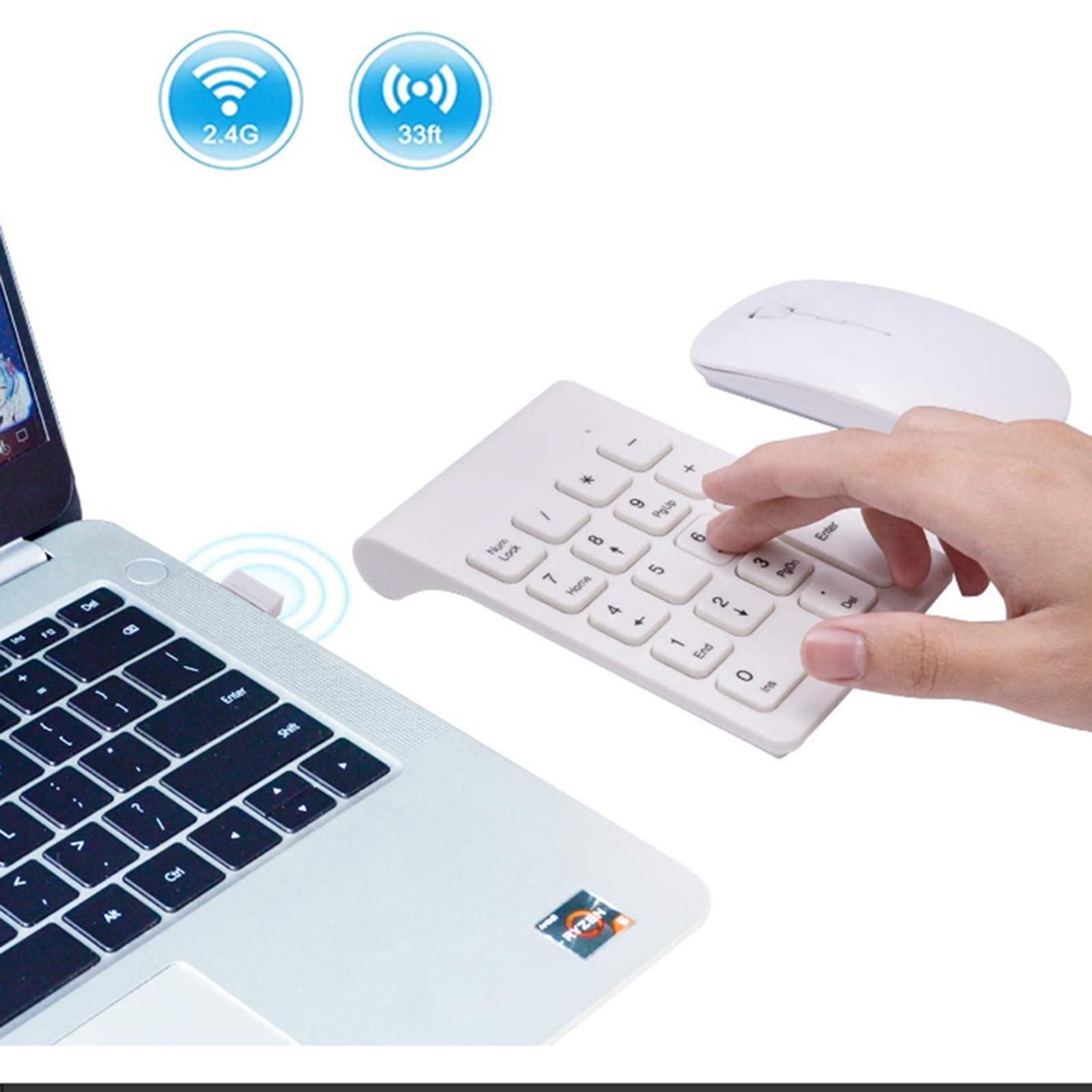 2.4G Keyboard USB Keyboard w/ Mouse for Laptop Desktop White