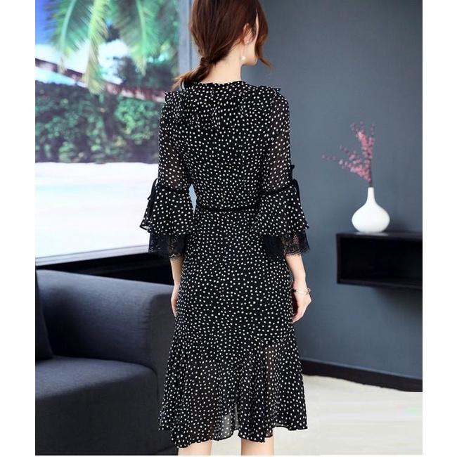 Đầm Xòe Chấm Bi Phối Ren Hàng Thiết Kế Cực Sang Trọng - BY1137