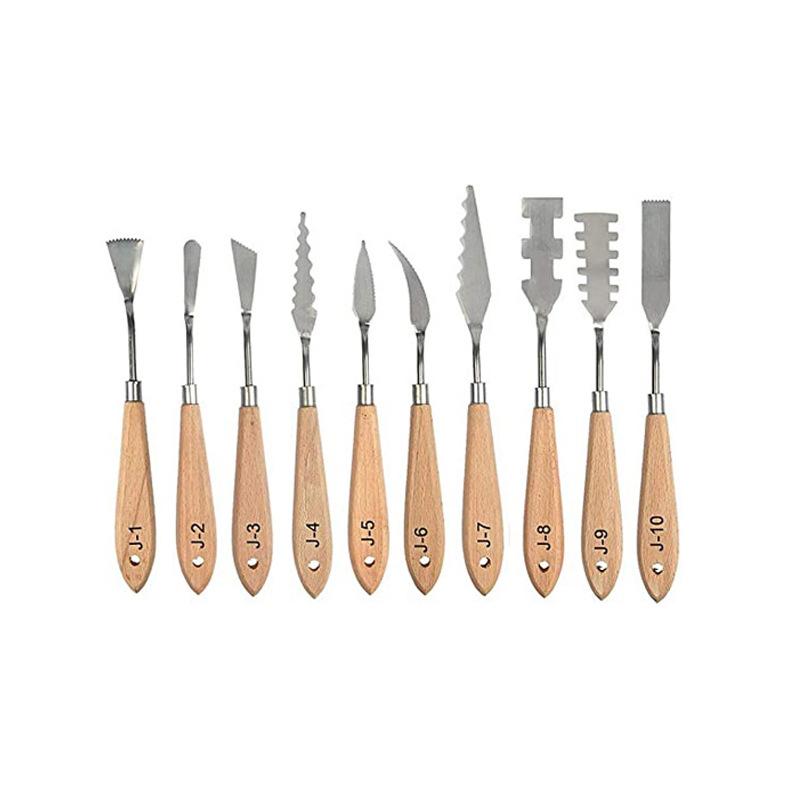 Bộ 10 con dao bảng màu, dao bảng bằng thép không gỉ vẽ hỗn hợp các dụng cụ gratoir cùng nhau cho dầu, acrylic, vẽ tranh