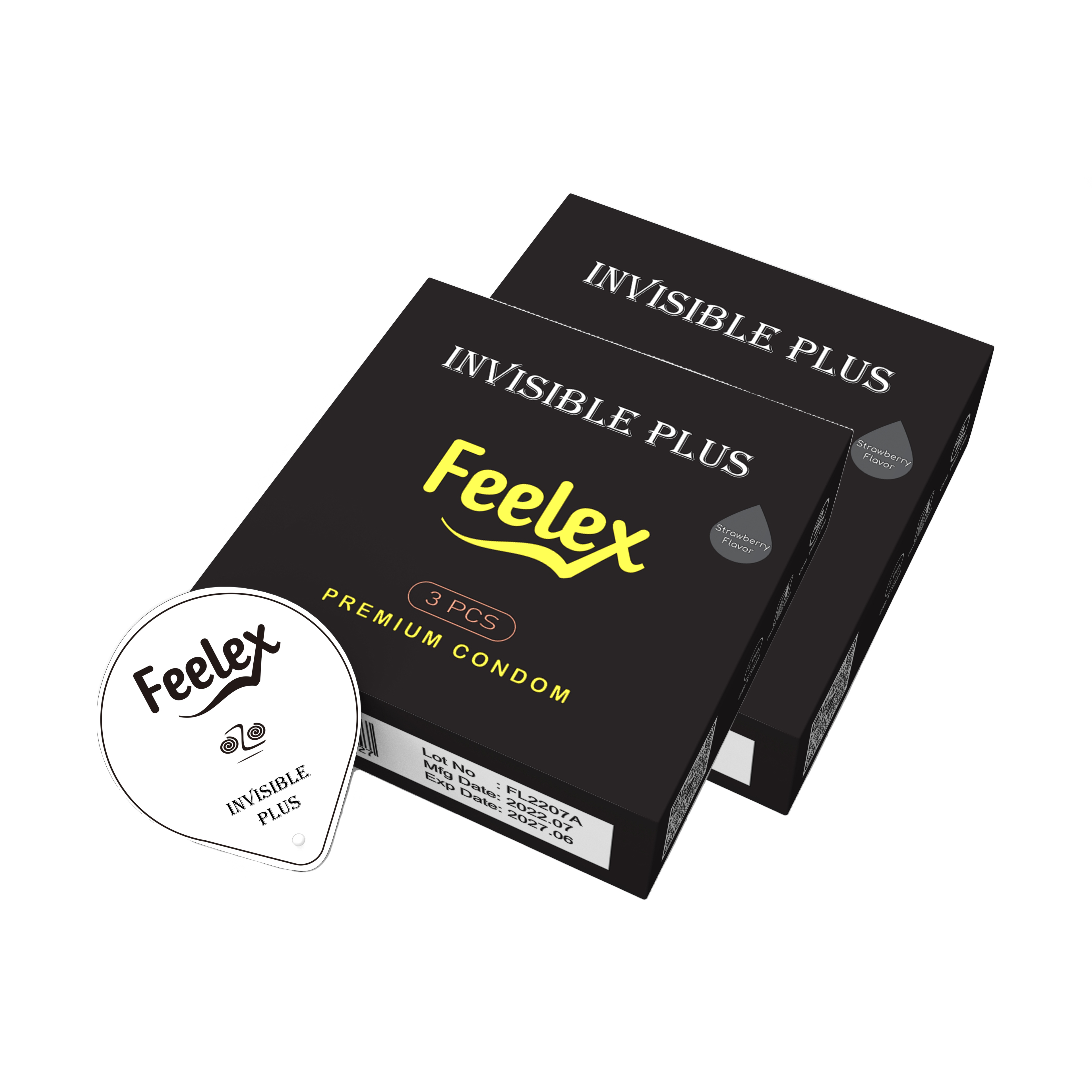 Bao cao su Feelex Invisible Plus siêu mỏng, nhiều gel bôi trơn, hương vani