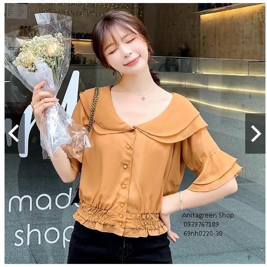 68nh0220-ÁO KIỂU PHỐI NÚT THIẾT KẾ s-6xl