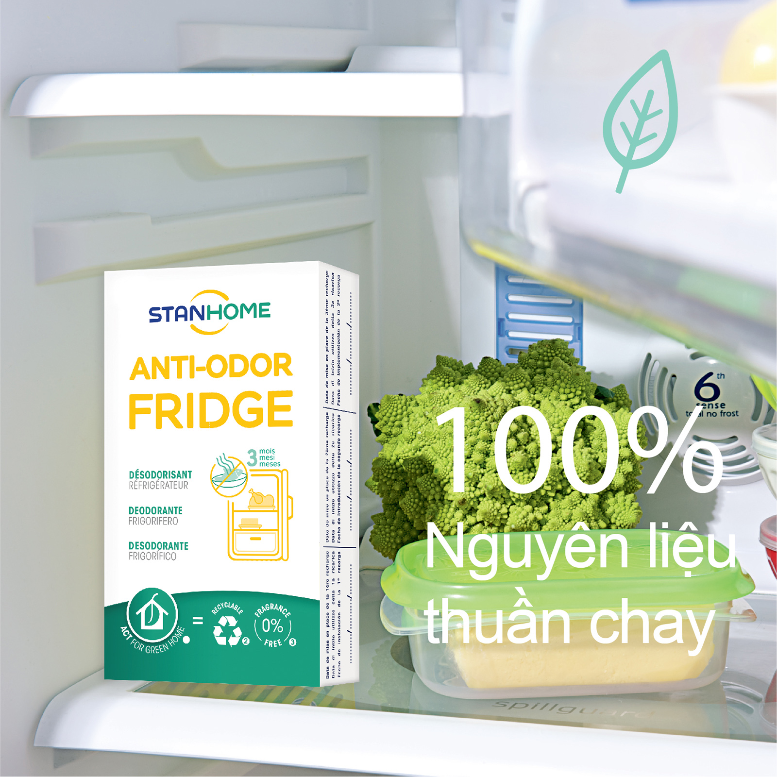 Miếng khử mùi tủ lạnh Stanhome Anti Odor Fridge 31gr/hộp