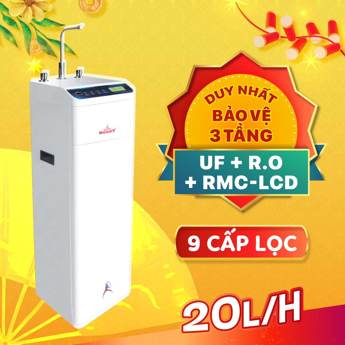 MÁY LỌC NƯỚC NÓNG THÔNG MINH - LẠNH ROBOT GrandPlus-9 - Hàng Chính Hãng