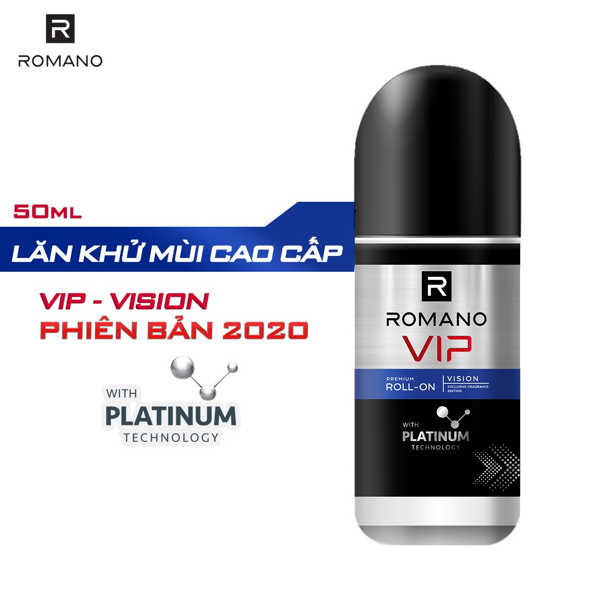 Lăn khử mùi cao cấp Romano Vip Vision sang trọng cuốn hút 50ml