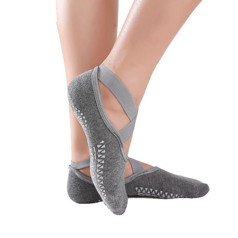 Băng Yoga Pilates Socks cho phụ nữ múa ba lê múa bông chống trượt chống trượt sock tập thể dục tập thể dục slipper chạy tay cầm khóa Color: E-White