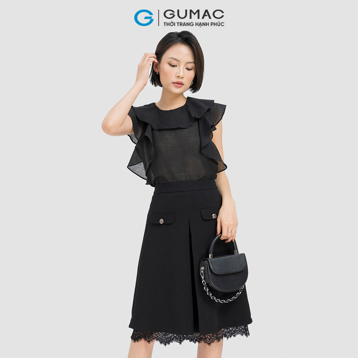 Chân váy phối ren Gumac LVD0403