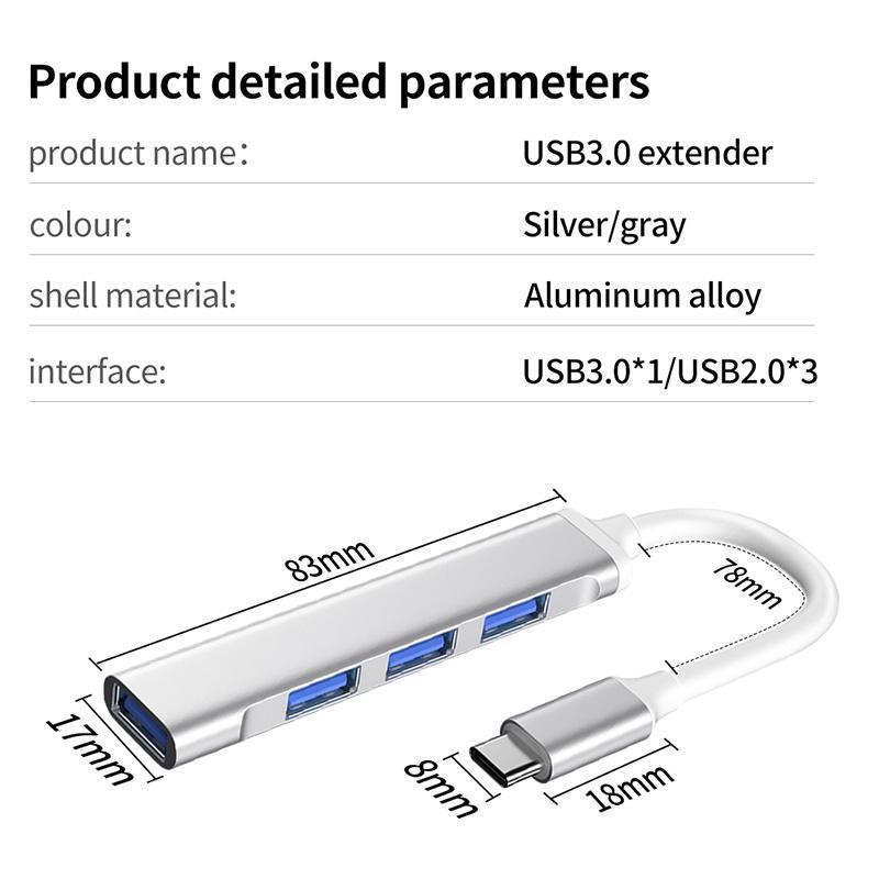 Hub 4 Cổng USB Type C 3.0 5Gbps Tốc Độ Cao Cho Máy Tính