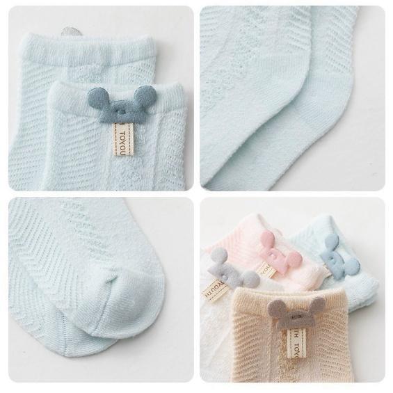 Tất Vớ Lưới Cổ Cao Đính Hình Mickey | Cà Rốt Mềm, Co Giãn Tốt Thoáng Khí Cho Bé Từ 0-2 Tuổi Phù Hợp Cho Mang Quanh Năm - Vàng - Mickey