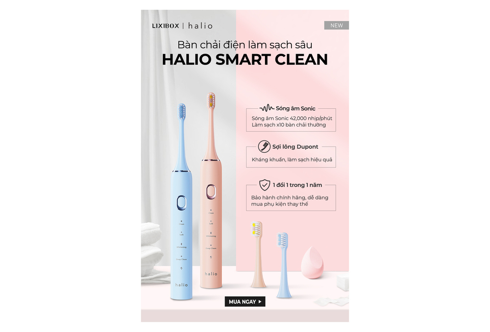 Bàn Chải Điện Halio Sonic SmartClean Electric Toothbrush Công Nghệ Sóng Âm Sạch Sâu