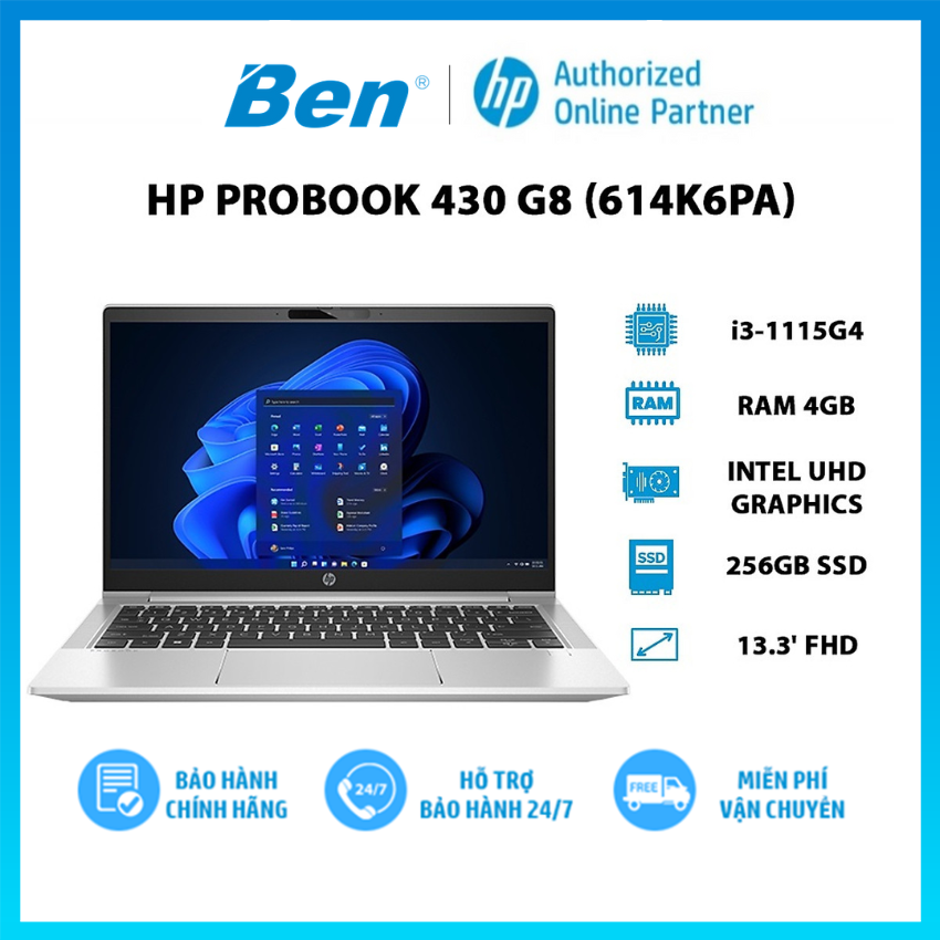 Laptop HP ProBook 430 G8(614K6PA)(i3-1115G4|4GB|256GB|Intel UHD Graphics|13.3' HD|)Hàng chính hãng