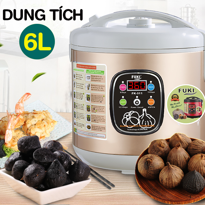 Máy làm tỏi đen Nhật Bản Fuki 6L FK-911 dòng tuỳ chỉnh (Vàng Gold) - Hàng chính hãng