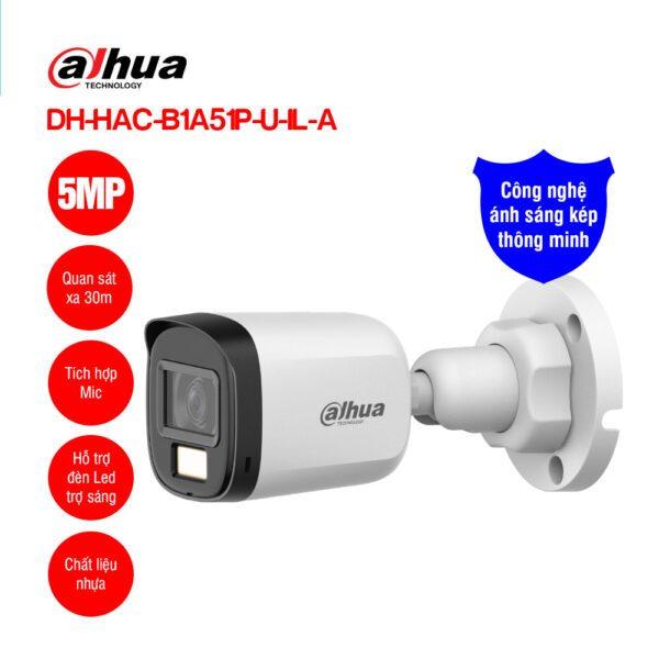Camera TVI 4 in 1 DAHUA 5.0 Megapixel DH-HAC-B1A51P-U-IL-A - Hàng chính hãng