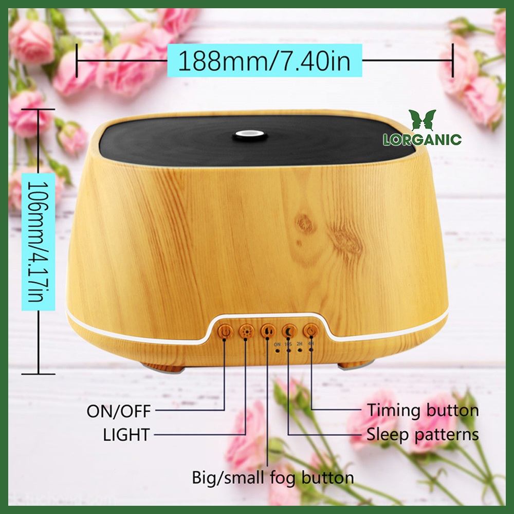 Máy khuếch tán/ máy xông tinh dầu Lorganic hình Trụ Vuông 700ml + tinh dầu sả chanh / Công nghệ hiện đại / Thích hợp xông phòng 15-40m2