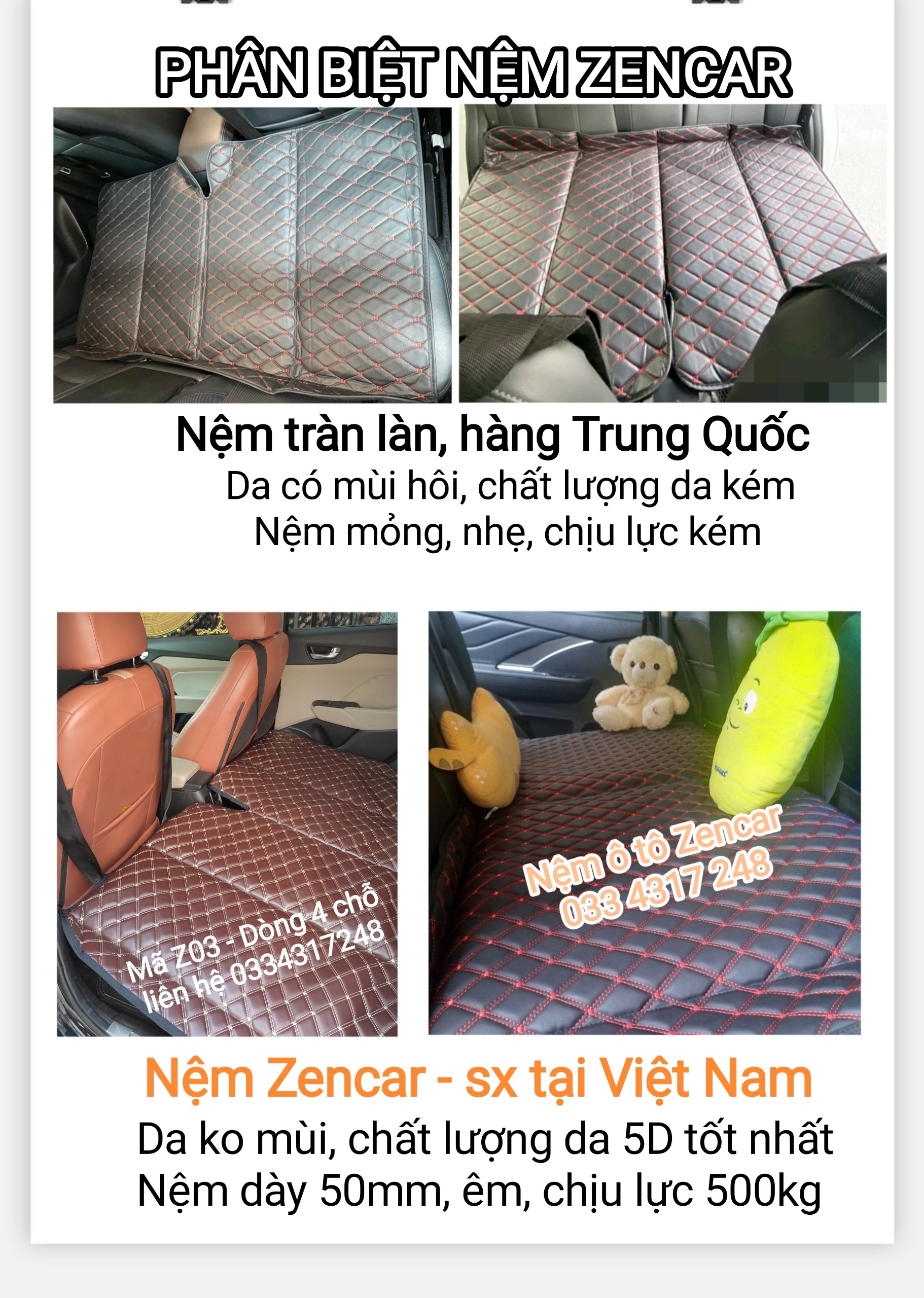 Nệm ngủ ô tô, nệm xe hơi 5 chỗ, nệm ô tô 5 chỗ, giường nệm ô tô, nệm ô tô gấp gọn