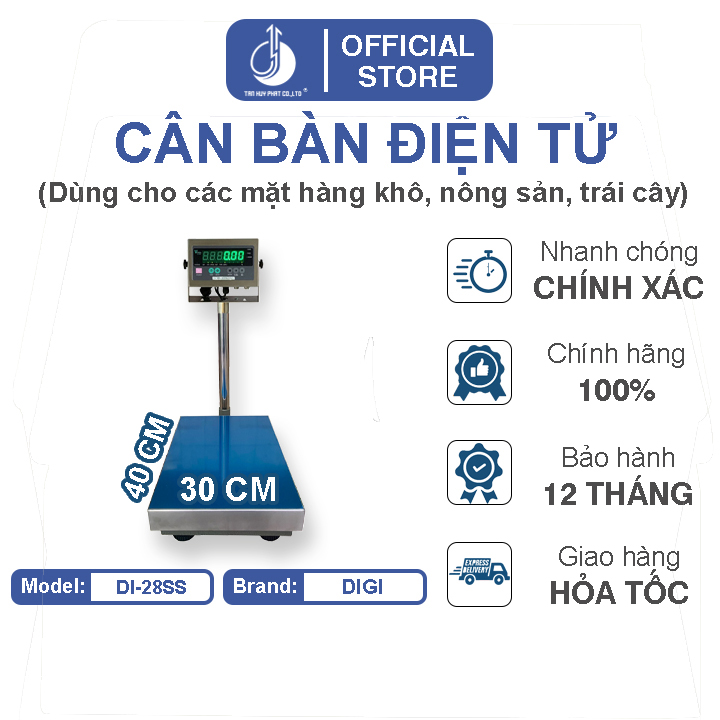 Cân Bàn Điện Tử DI28SS - Mặt Bàn Cân 300x400MM - Đầu Chống Nước